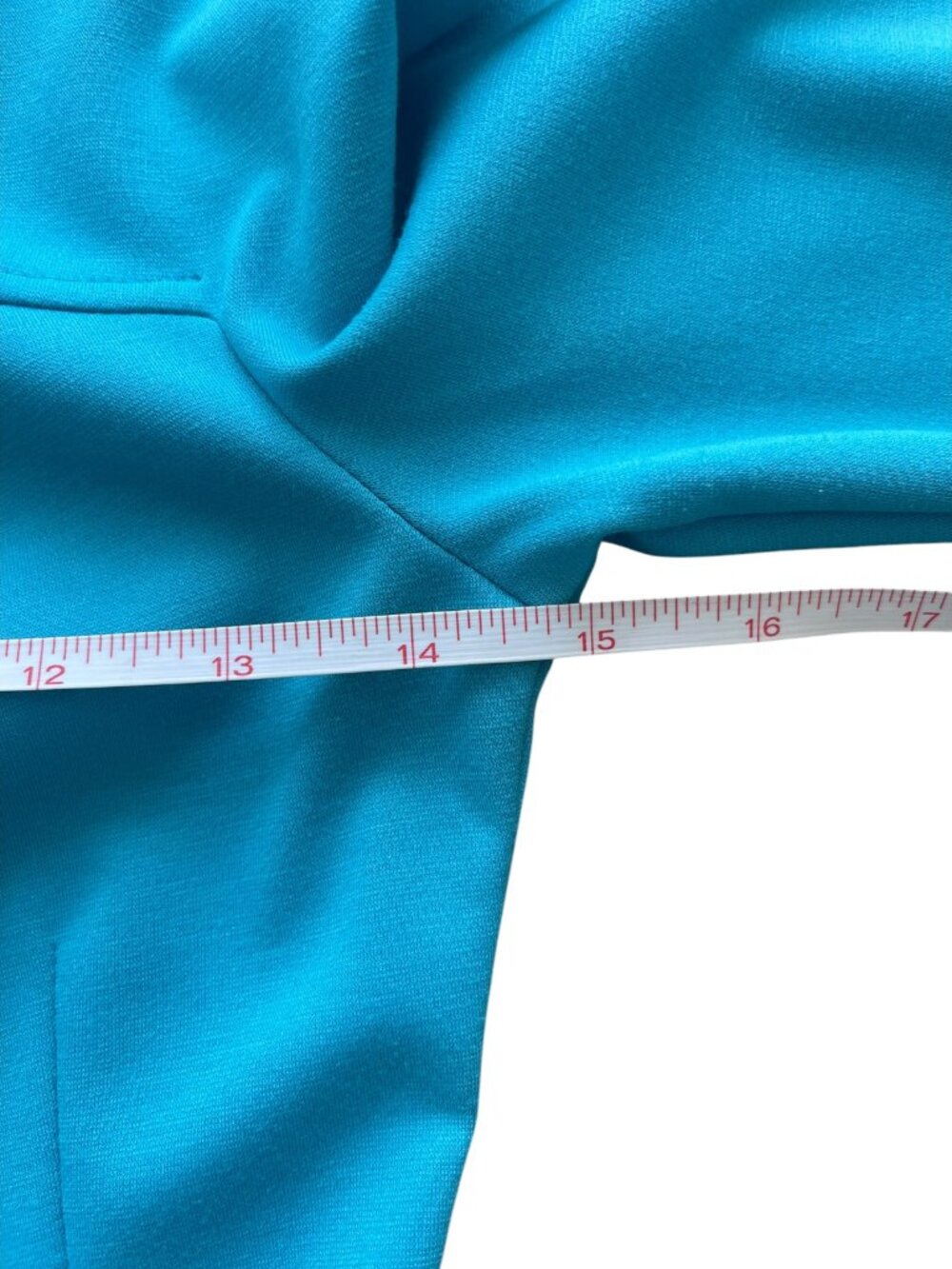 Sleek Turquoise Midi Dress with Flared Sleeves Size 34 - Picture 7 of 15